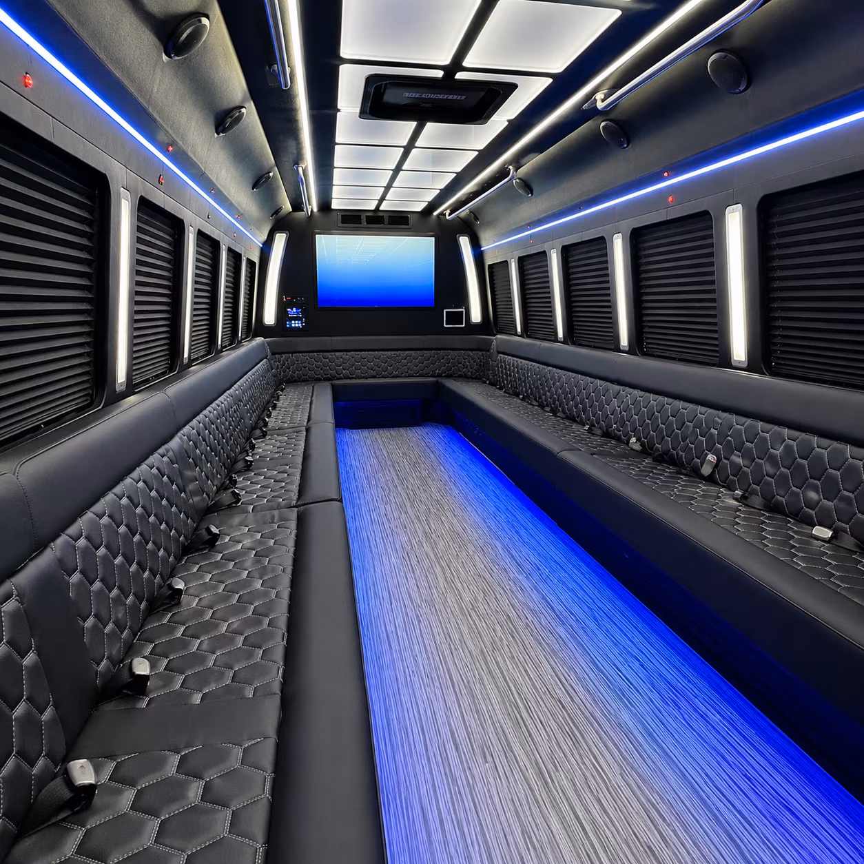 avondale 50 passenger party bus inside