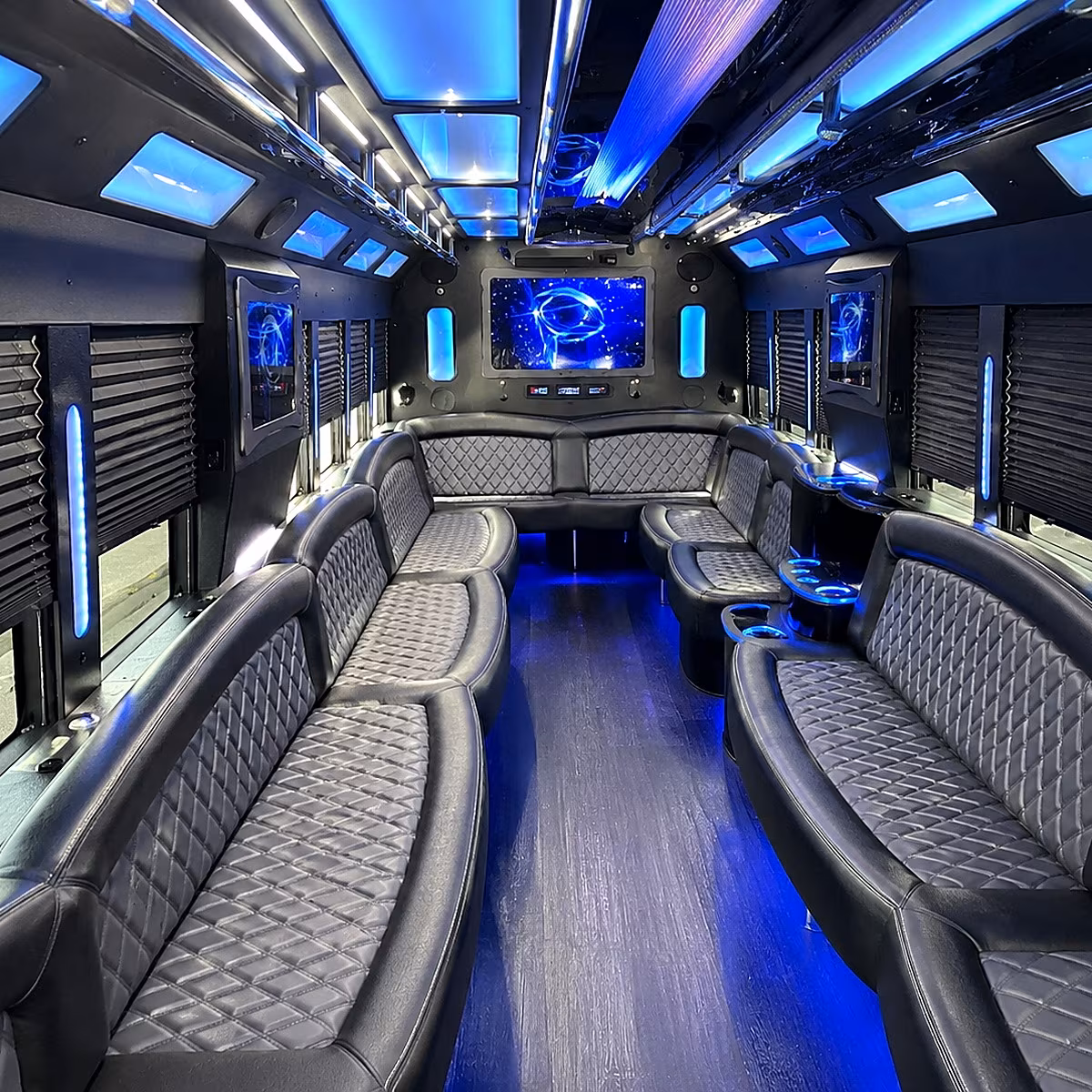 avondale 50 passenger party bus interior